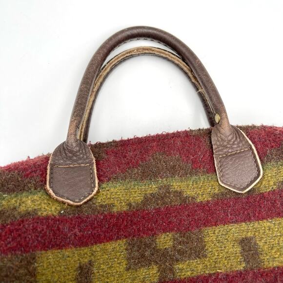 WEEKENDER mini-bag Pendleton & J. Crew style Unbranded VINTAGE leather handle - Picture 9 of 14